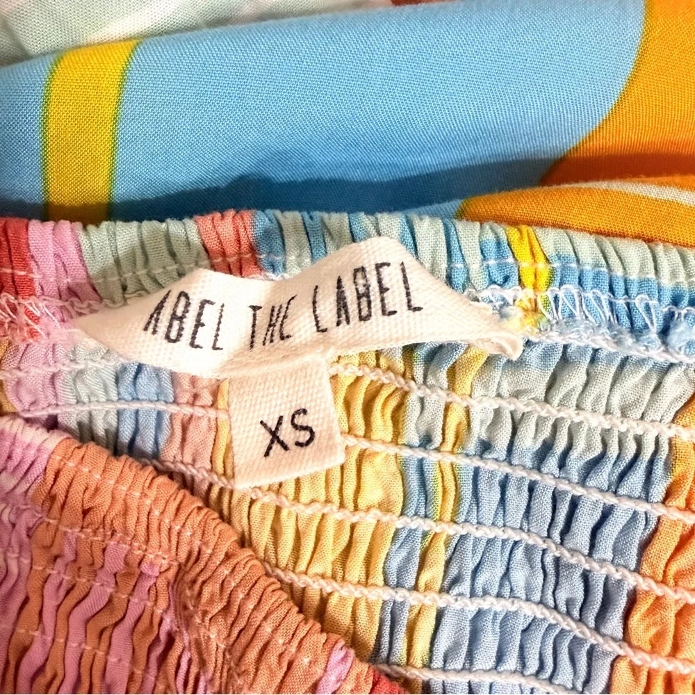 Abel the Label Boho Patchwork Tiered Maxi Dress XS Multicolor Smocked Strapless - Picture 5 of 7